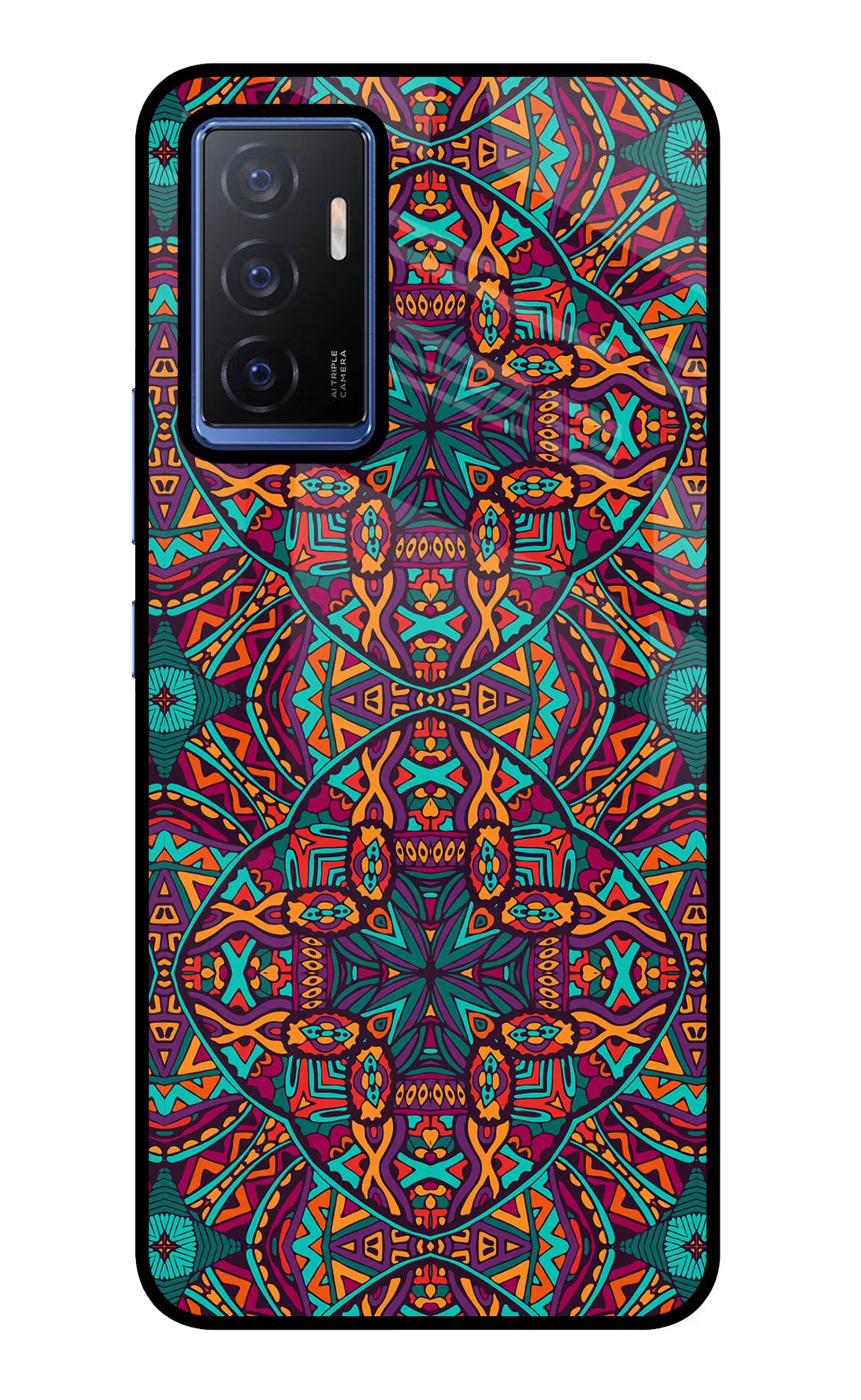 Colour Mandala Vivo V23E 5G Glass Case Back Cover by Casekaro