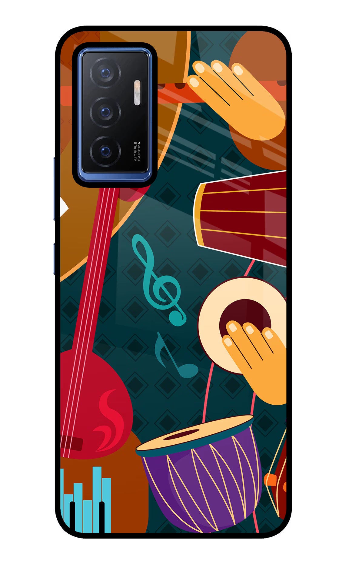 Music Instrument Vivo V23E 5G Glass Case Back Cover by Casekaro