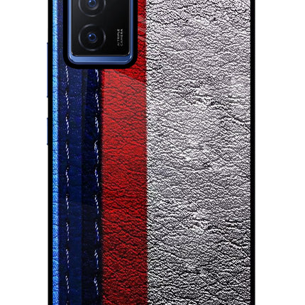 BMW Stripes Vivo V23E 5G Glass Case Back Cover by Casekaro