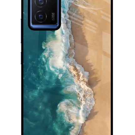 Ocean Beach Vivo V23E 5G Glass Case Back Cover by Casekaro