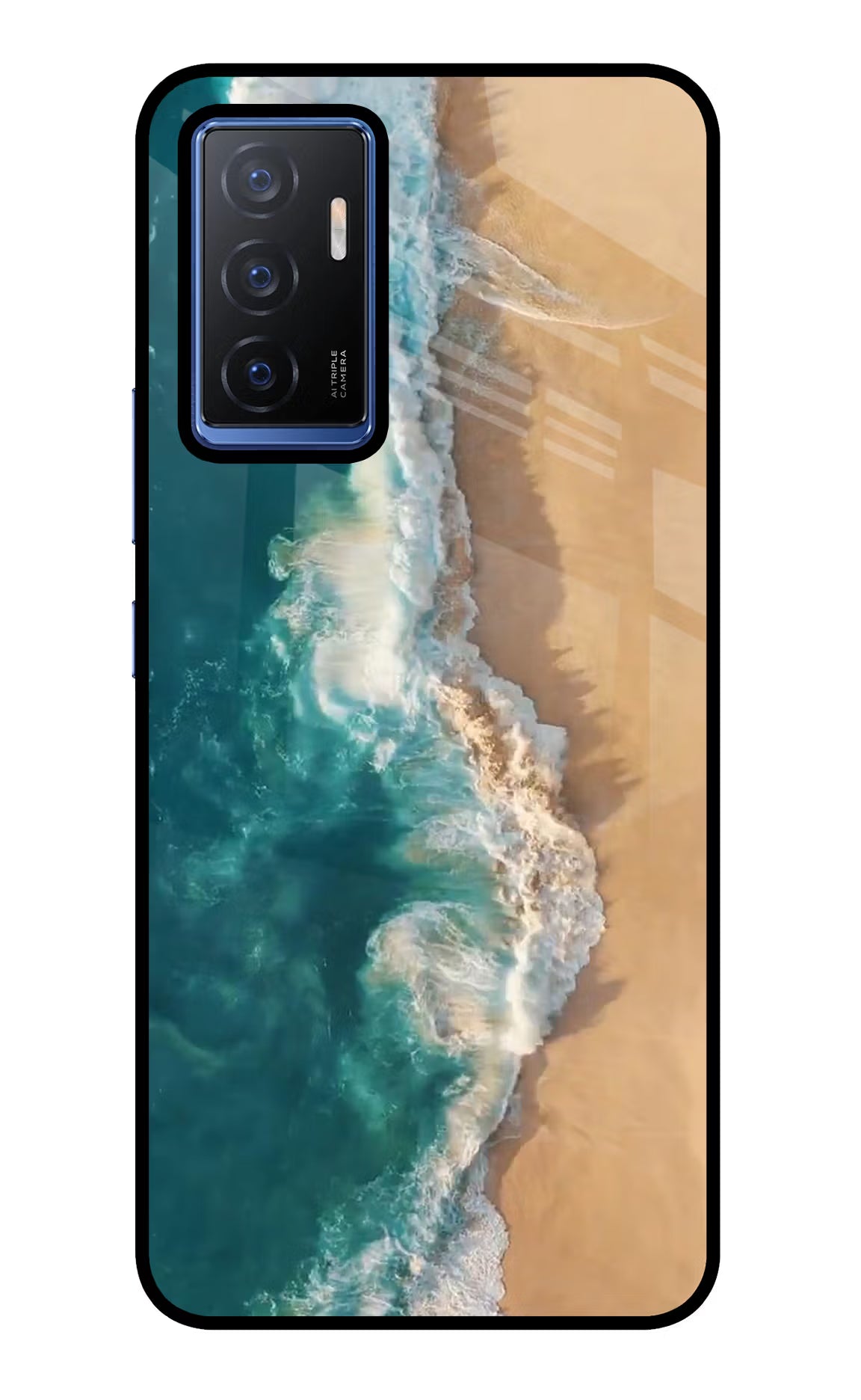 Ocean Beach Vivo V23E 5G Glass Case Back Cover by Casekaro