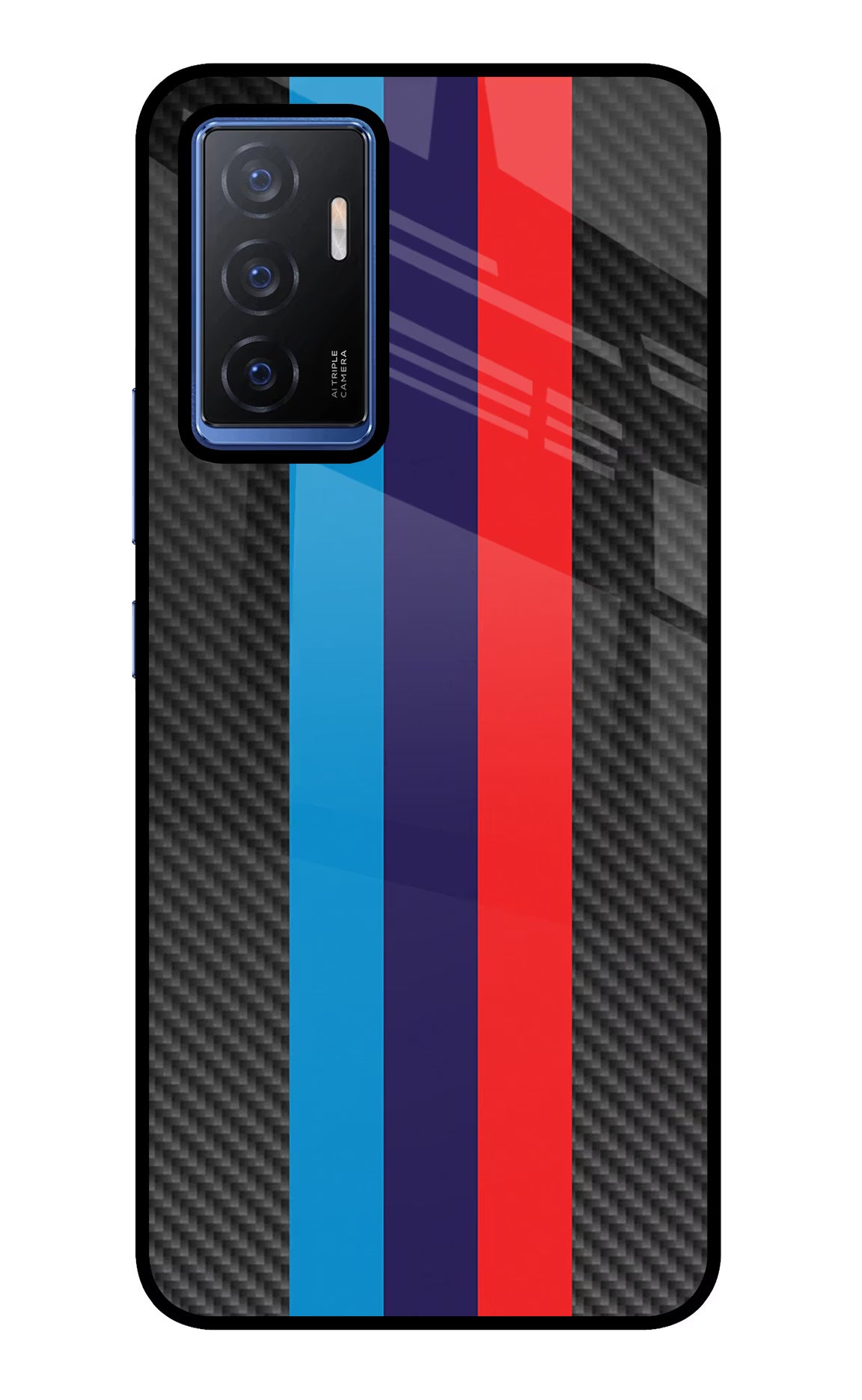 BMW Stripes Pattern Vivo V23E 5G Glass Case Back Cover by Casekaro
