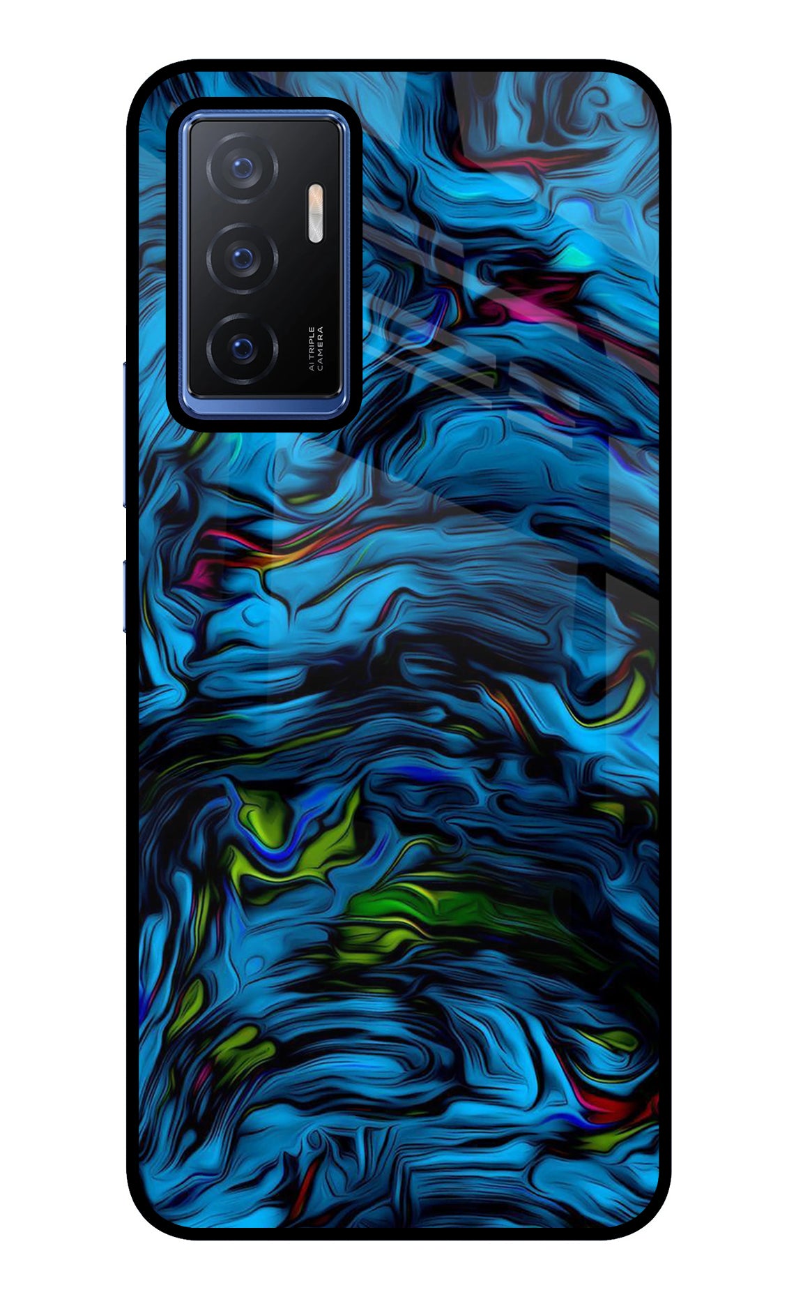 Dark Blue Abstract Vivo V23E 5G Glass Case