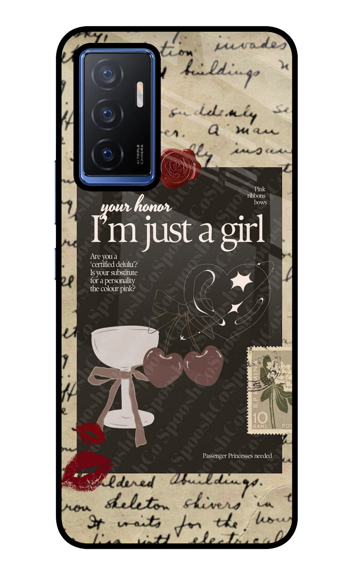 I am just a girl Vivo V23E 5G Glass Case Back Cover by Casekaro