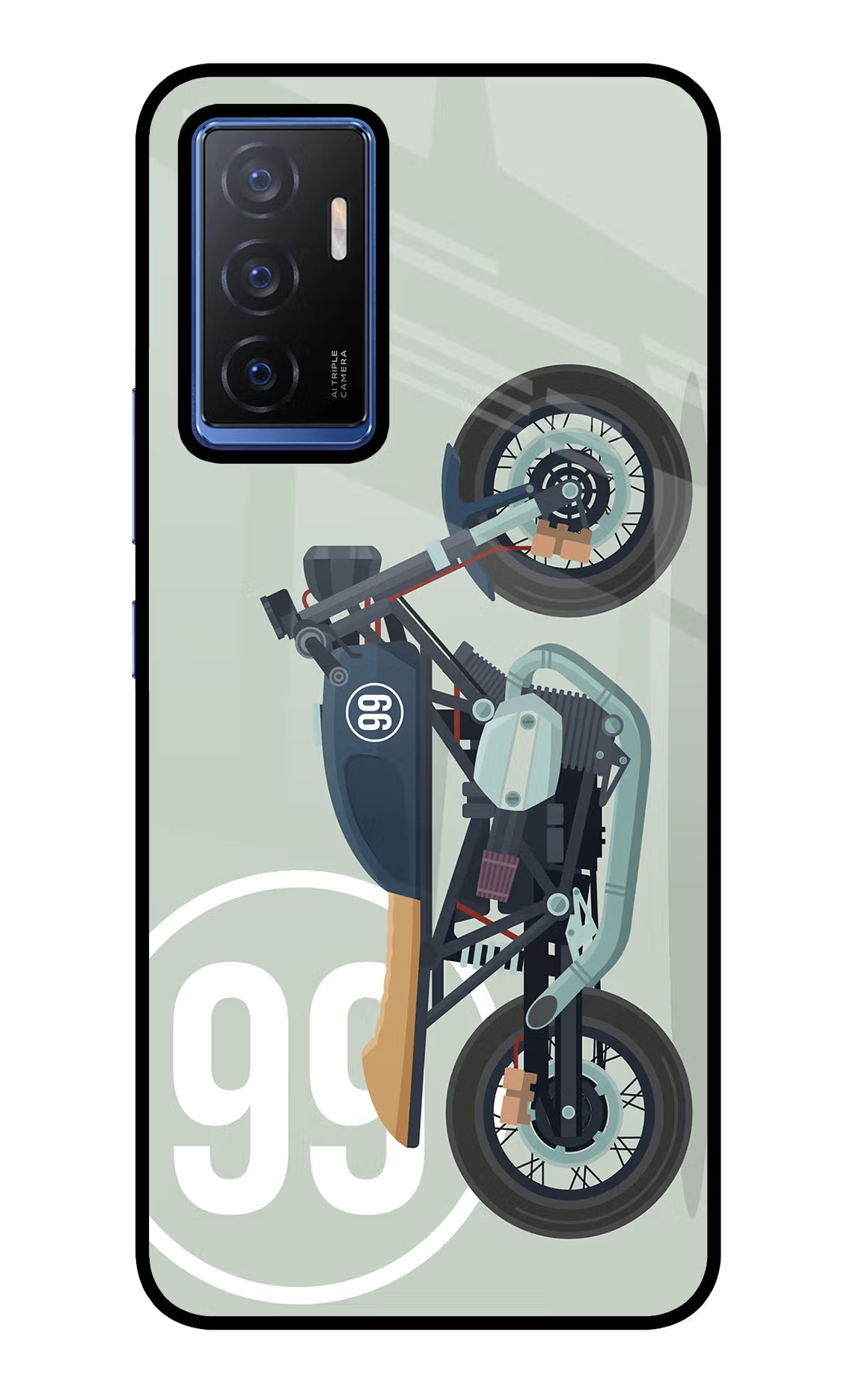 Classic Cafe Racer 99 Vivo V23E 5G Glass Case Back Cover by Casekaro