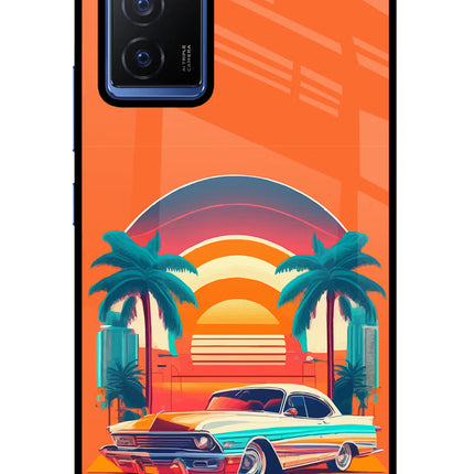 Palm Drive 80s Vivo V23E 5G Glass Case
