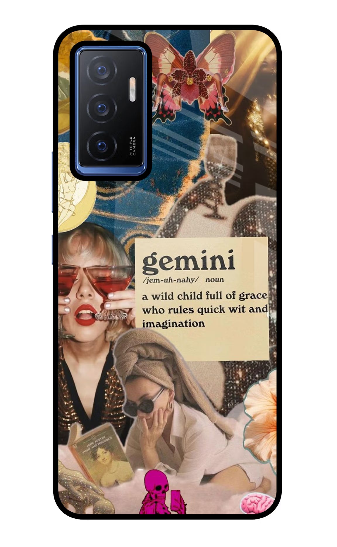 Gemini Zodiac Vivo V23E 5G Glass Case Back Cover by Casekaro