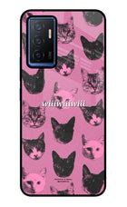 Pink Cats Vivo V23E 5G Glass Case