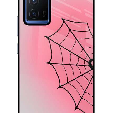 Pink Web Vivo V23E 5G Glass Case