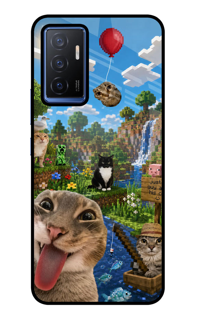 Minecraft Cat Chaos Vivo V23E 5G Glass Case