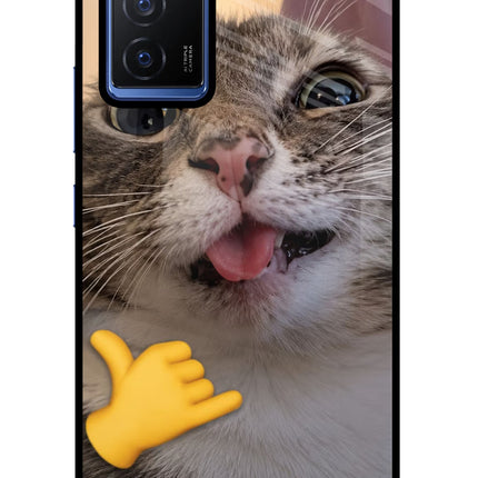 Silly Cat Call Vivo V23E 5G Glass Case