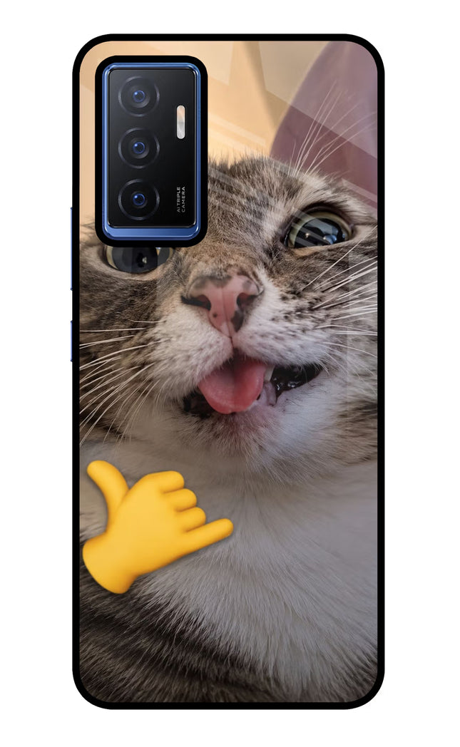 Silly Cat Call Vivo V23E 5G Glass Case