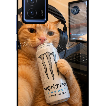 Gamer Cat Energy Vivo V23E 5G Glass Case