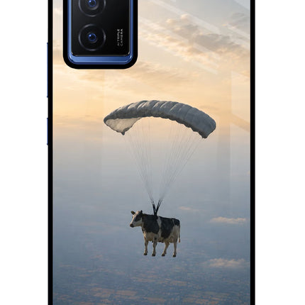 Skydiving Cow Vivo V23E 5G Glass Case