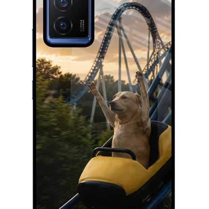 Rollercoaster Dog Vivo V23E 5G Glass Case