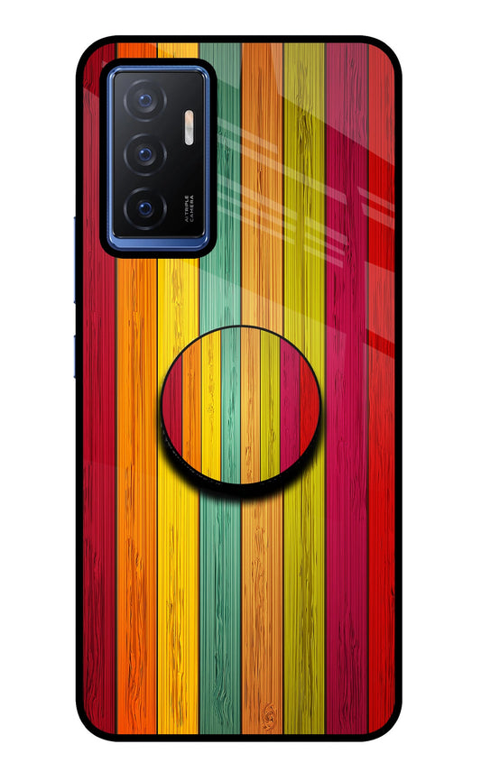 Multicolor Wooden Vivo V23E 5G Glass Case