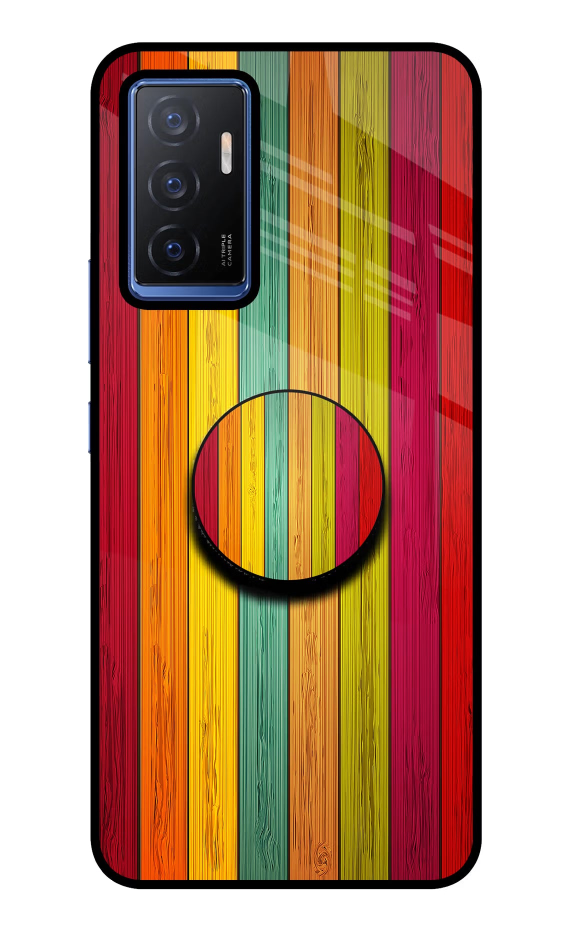 Multicolor Wooden Vivo V23E 5G Pop Case by Casekaro