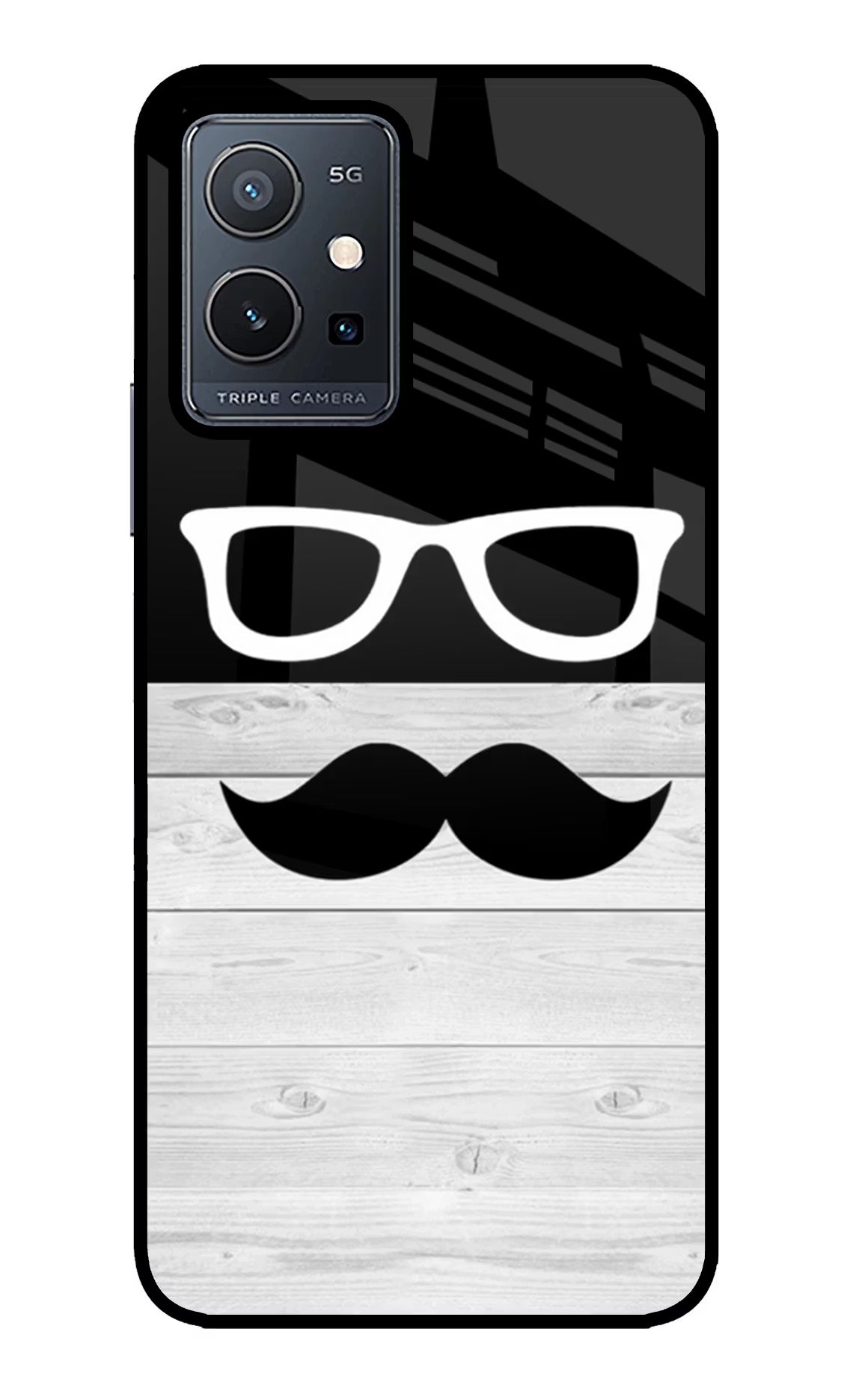 Mustache Vivo Y75 5G/Vivo T1 5G Glass Case Back Cover by Casekaro