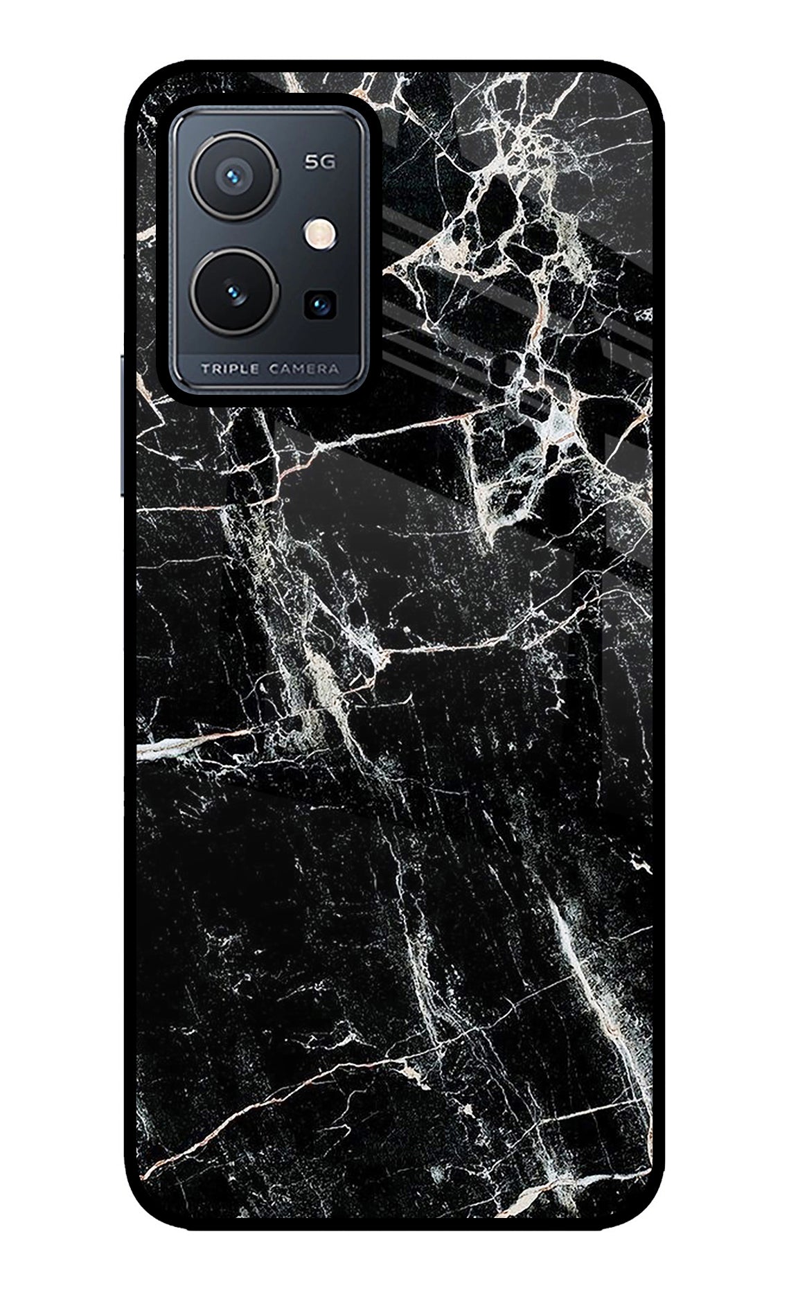 Black Marble Texture Vivo Y75 5G/Vivo T1 5G Glass Case