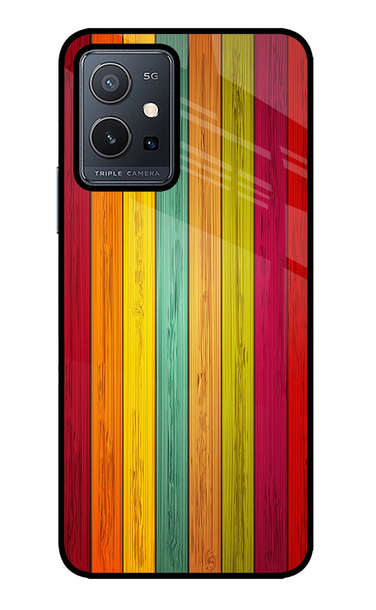 Multicolor Wooden Vivo Y75 5G/Vivo T1 5G Glass Case