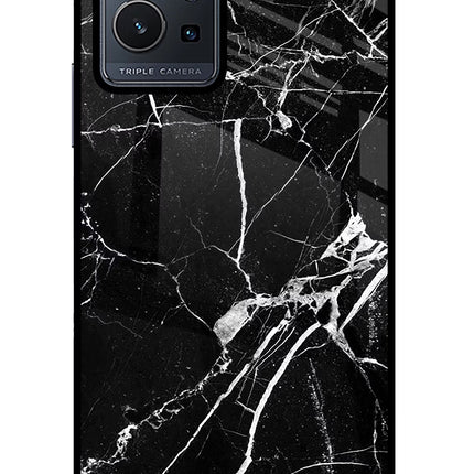 Black Marble Pattern Vivo Y75 5G/Vivo T1 5G Glass Case