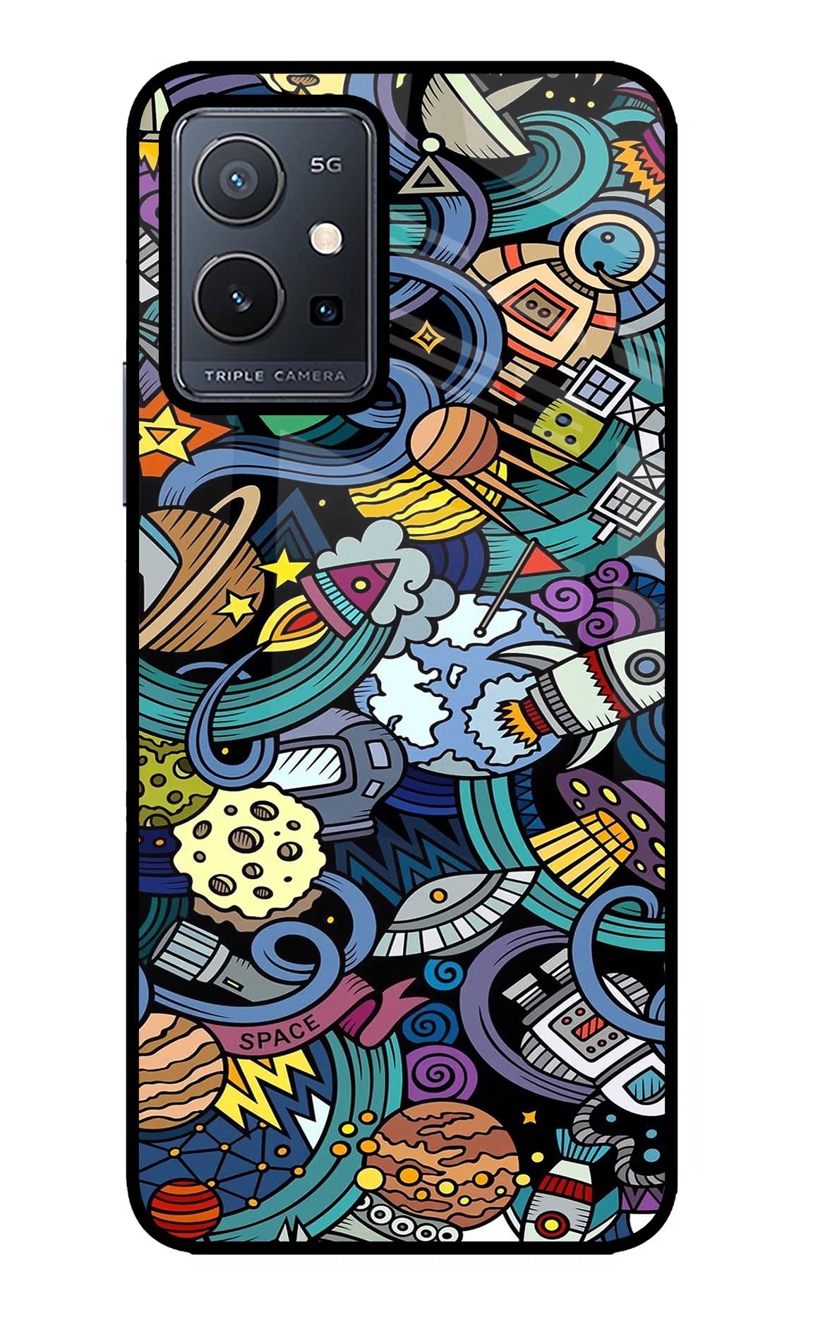Space Abstract Vivo Y75 5G/Vivo T1 5G Glass Case Back Cover by Casekaro