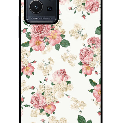 Flowers Vivo Y75 5G/Vivo T1 5G Glass Case Back Cover by Casekaro