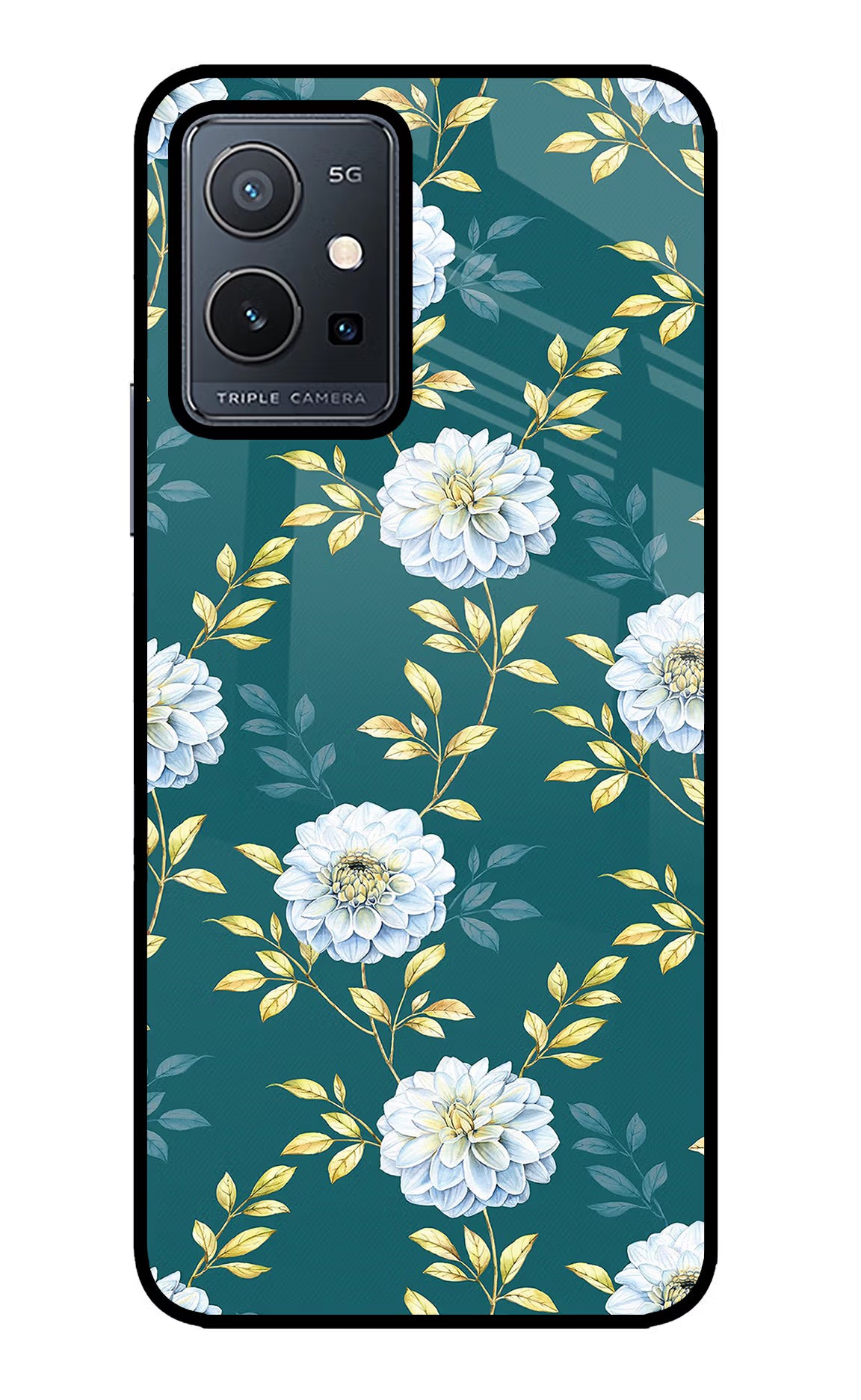 Flowers Vivo Y75 5G/Vivo T1 5G Glass Case Back Cover by Casekaro