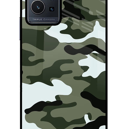 Camouflage Vivo Y75 5G/Vivo T1 5G Glass Case Back Cover by Casekaro