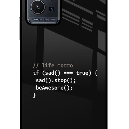 Life Motto Code Vivo Y75 5G/Vivo T1 5G Glass Case Back Cover by Casekaro