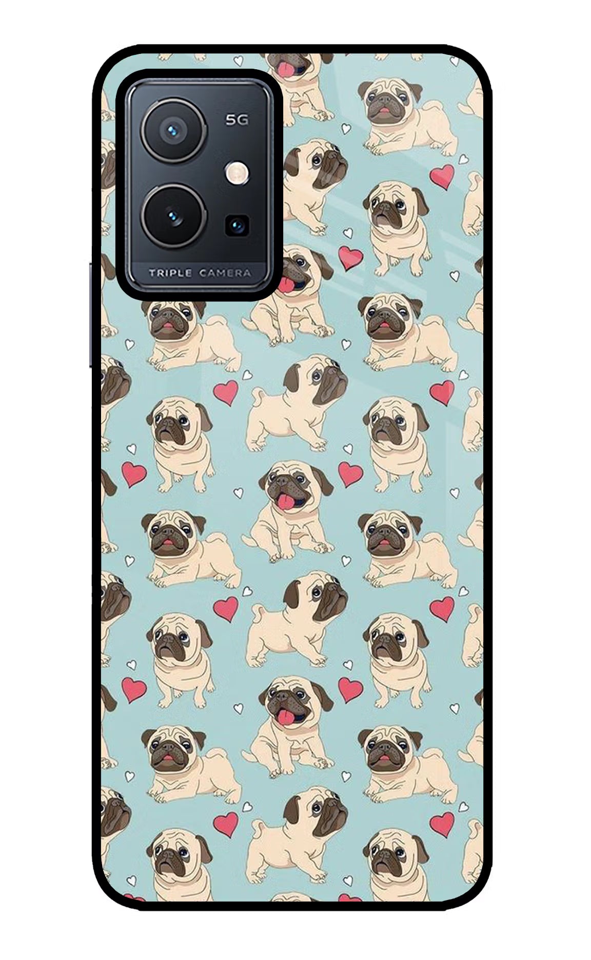 Pug Dog Vivo Y75 5G/Vivo T1 5G Glass Case Back Cover by Casekaro
