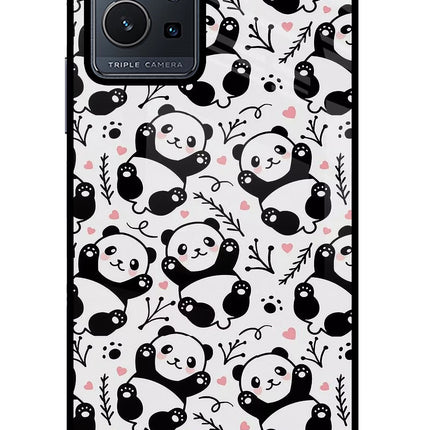 Cute Panda Vivo Y75 5G/Vivo T1 5G Glass Case Back Cover by Casekaro