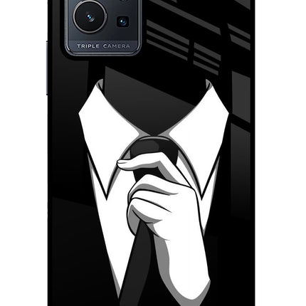Black Tie Vivo Y75 5G/Vivo T1 5G Glass Case Back Cover by Casekaro