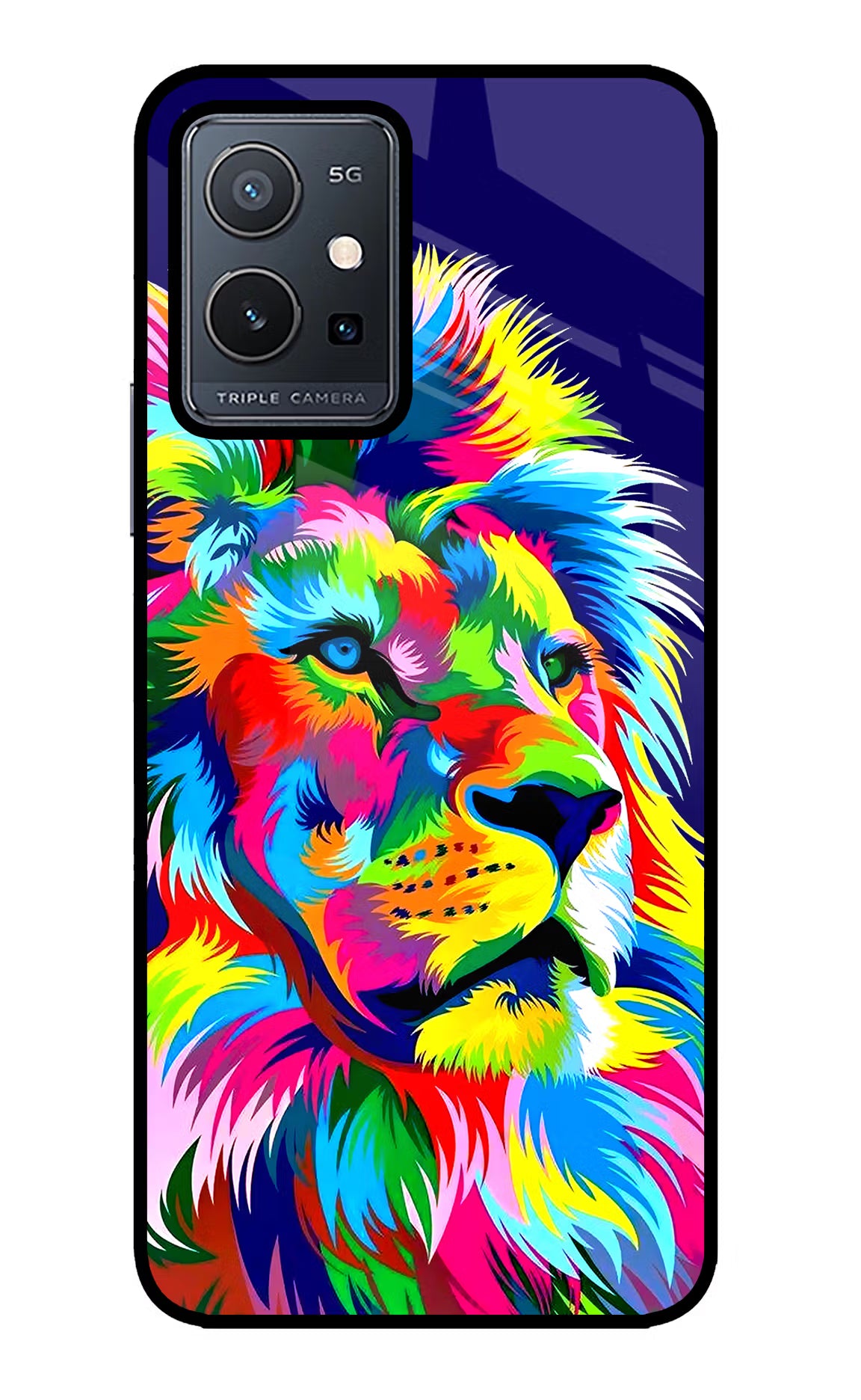 Vector Art Lion Vivo Y75 5G/Vivo T1 5G Glass Case Back Cover by Casekaro