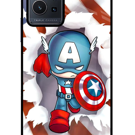 Captain America Vivo Y75 5G/Vivo T1 5G Glass Case Back Cover by Casekaro