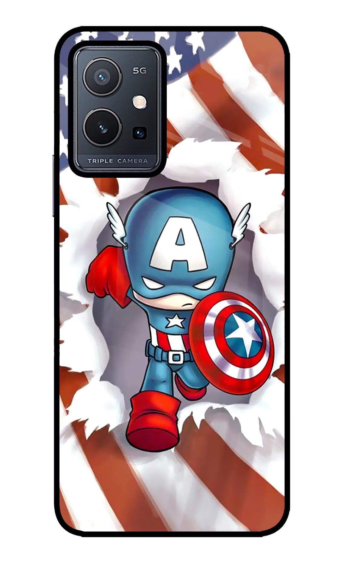 Captain America Vivo Y75 5G/Vivo T1 5G Glass Case Back Cover by Casekaro