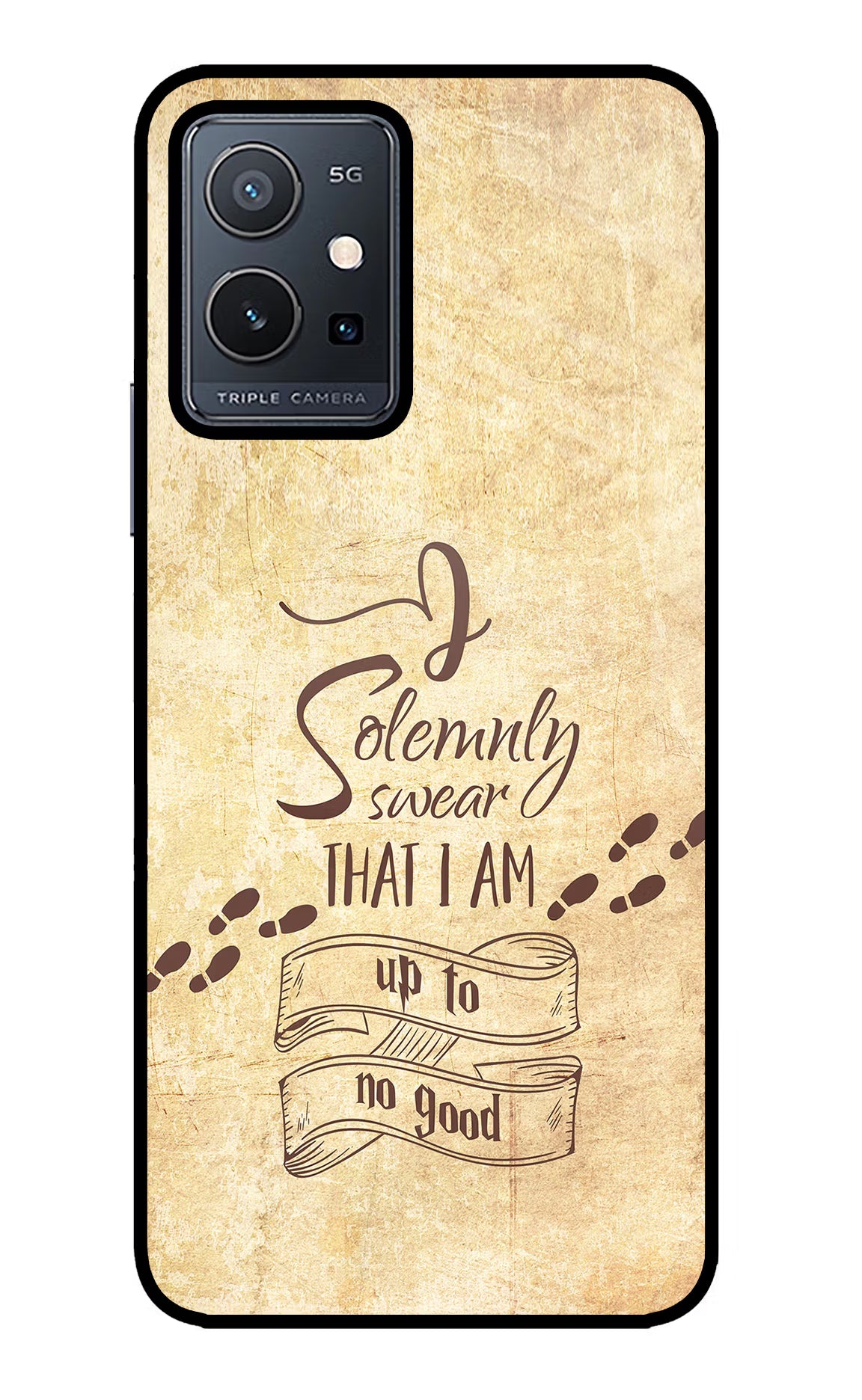 I Solemnly swear that i up to no good Vivo Y75 5G/Vivo T1 5G Glass Case Back Cover by Casekaro