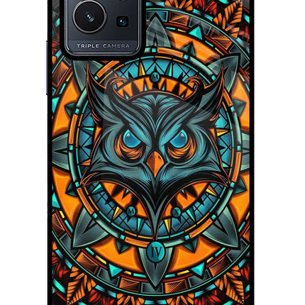 Angry Owl Art Vivo Y75 5G/Vivo T1 5G Glass Case Back Cover by Casekaro