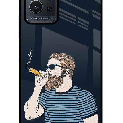 Smoking Vivo Y75 5G/Vivo T1 5G Glass Case Back Cover by Casekaro