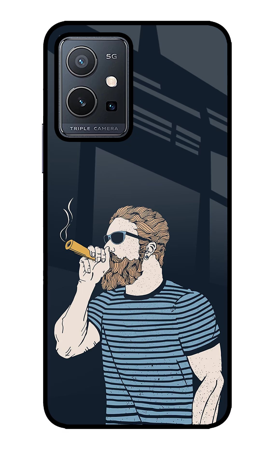 Smoking Vivo Y75 5G/Vivo T1 5G Glass Case Back Cover by Casekaro