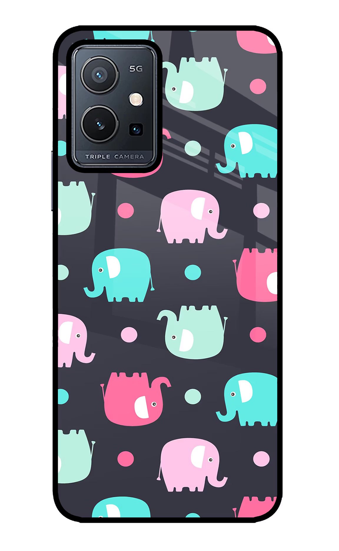 Elephants Vivo Y75 5G/Vivo T1 5G Glass Case Back Cover by Casekaro