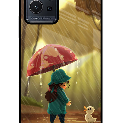 Rainy Day Vivo Y75 5G/Vivo T1 5G Glass Case Back Cover by Casekaro