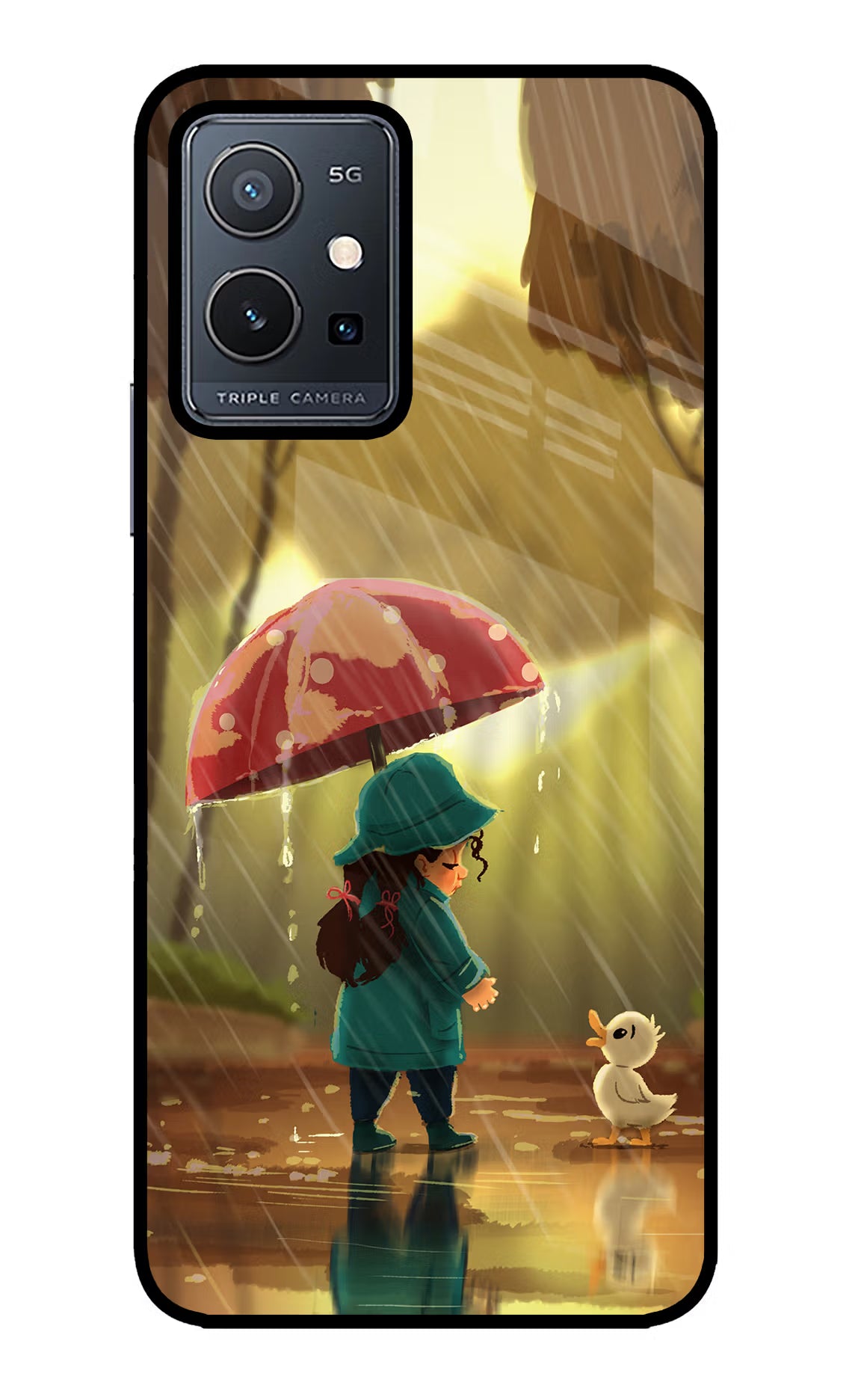 Rainy Day Vivo Y75 5G/Vivo T1 5G Glass Case Back Cover by Casekaro