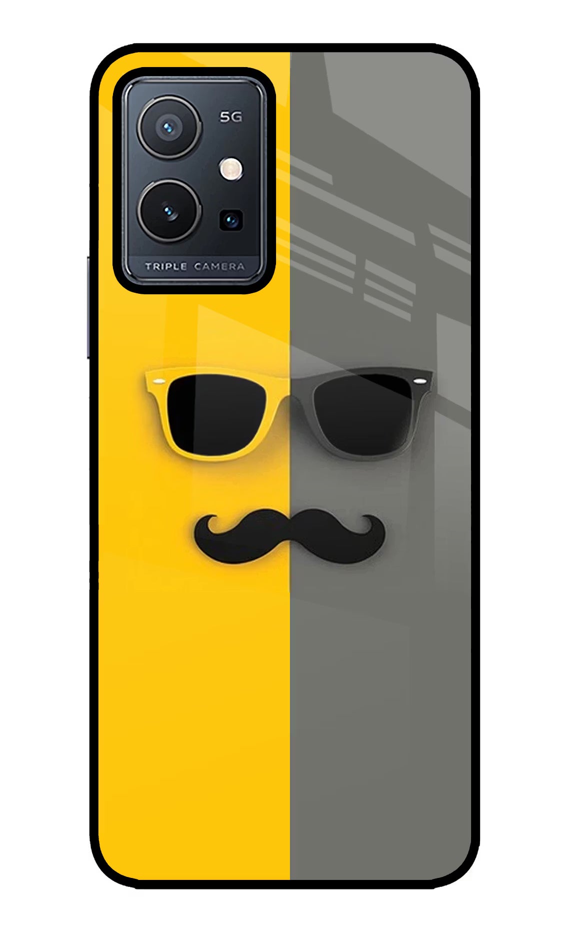 Sunglasses with Mustache Vivo Y75 5G/Vivo T1 5G Glass Case