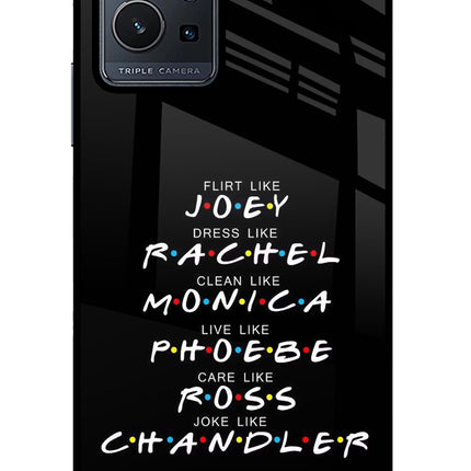 FRIENDS Character Vivo Y75 5G/Vivo T1 5G Glass Case Back Cover by Casekaro
