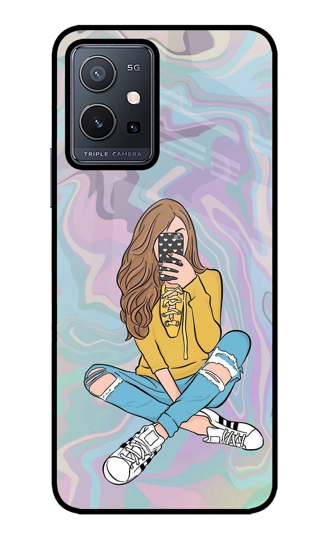 Selfie Girl Vivo Y75 5G/Vivo T1 5G Glass Case