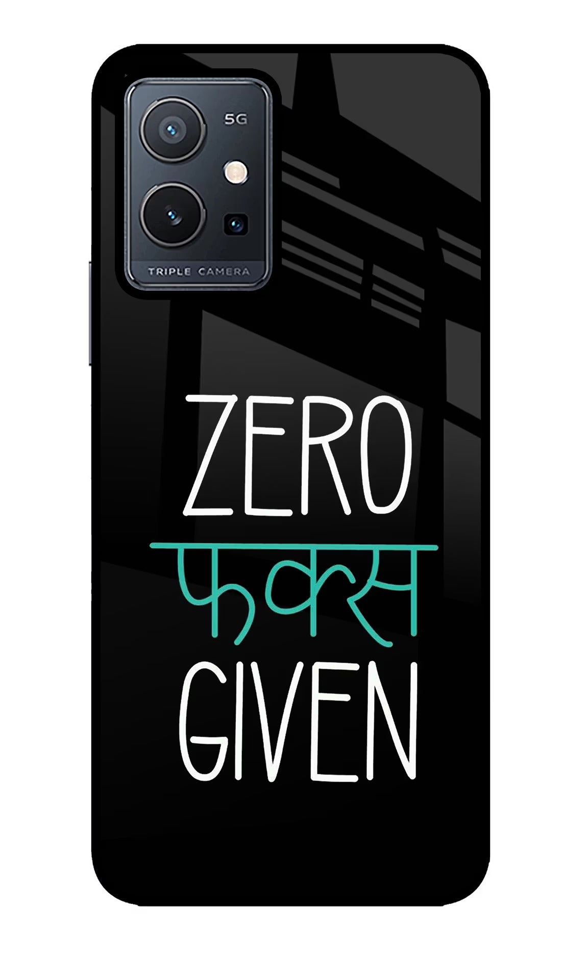 Zero Fucks Given Vivo Y75 5G/Vivo T1 5G Glass Case Back Cover by Casekaro