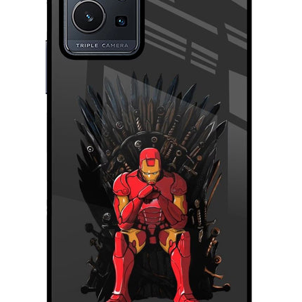 Ironman Throne Vivo Y75 5G/Vivo T1 5G Glass Case Back Cover by Casekaro