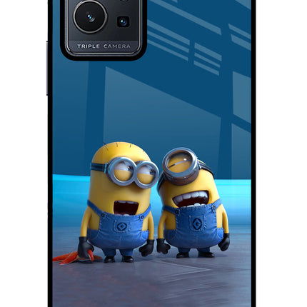 Minion Laughing Vivo Y75 5G/Vivo T1 5G Glass Case Back Cover by Casekaro