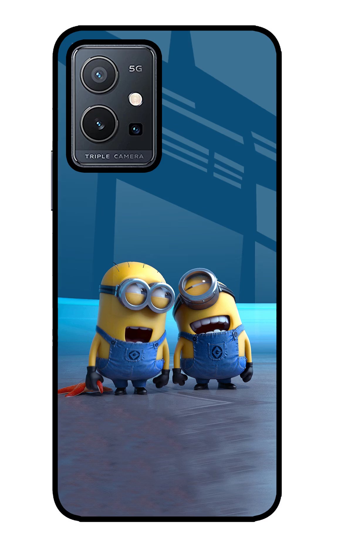 Minion Laughing Vivo Y75 5G/Vivo T1 5G Glass Case Back Cover by Casekaro